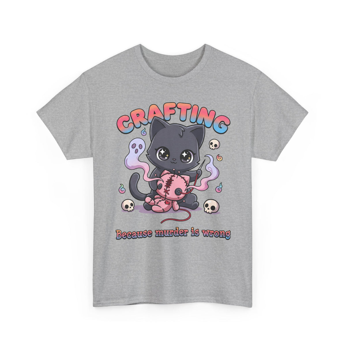 Crafting Because Murder Is Wrong Black Cat Shirt — Creepy Cute Voodoo Doll T-Shirt