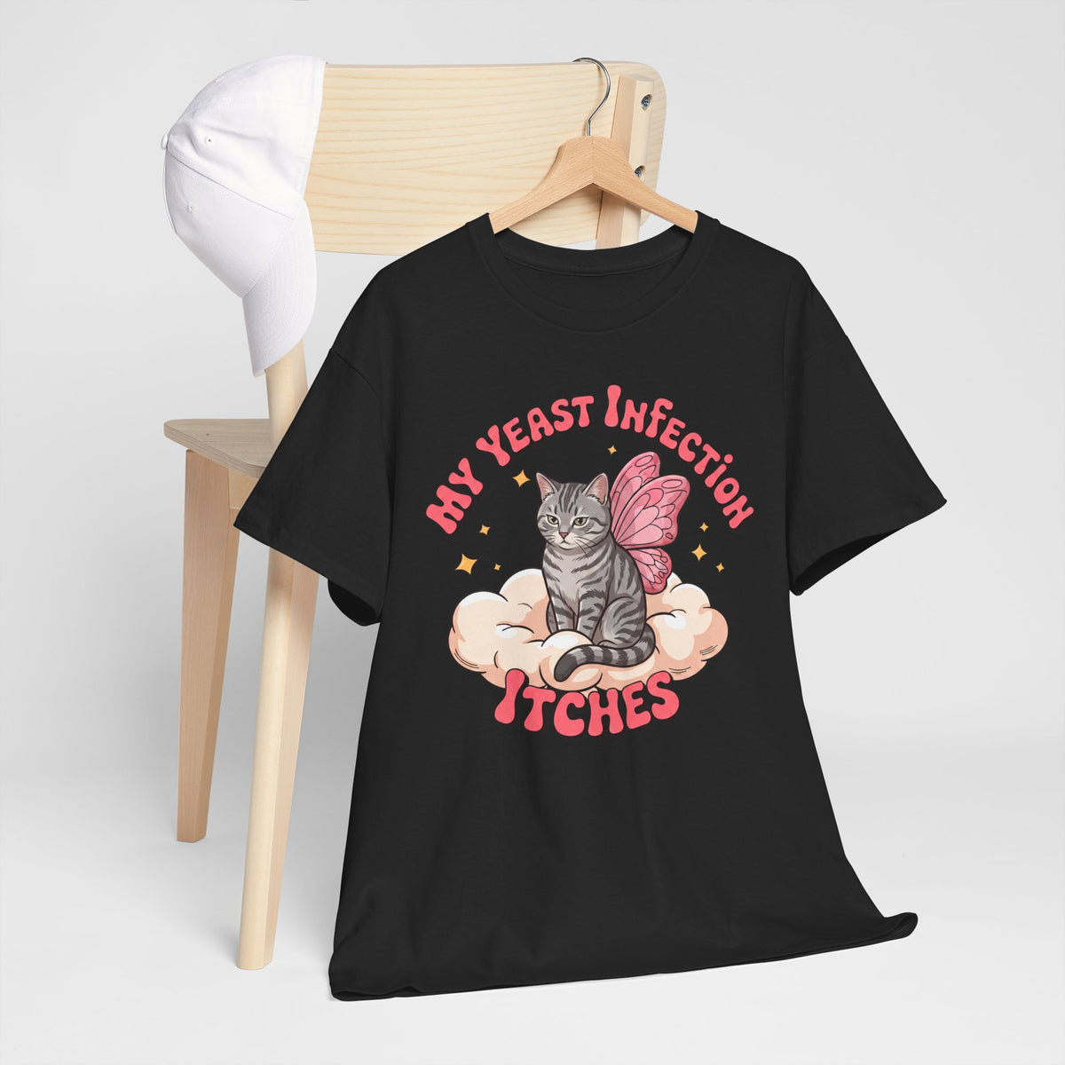 My Yeast Infection Itches T-Shirt — Funny Fairy Cat Retro Meme Tee