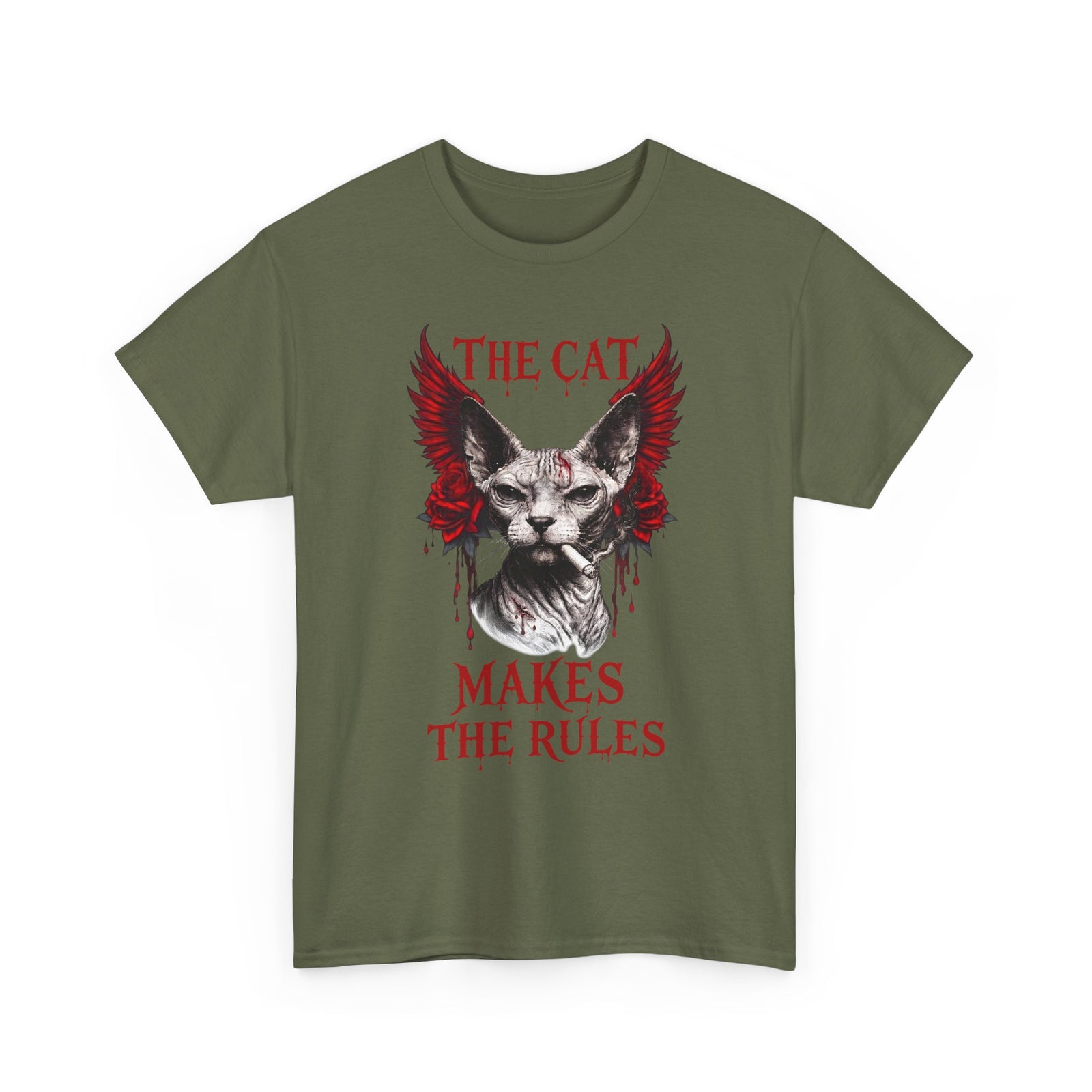 The Cat Makes The Rules T-Shirt — Funny Gothic Smoking Sphynx Tee