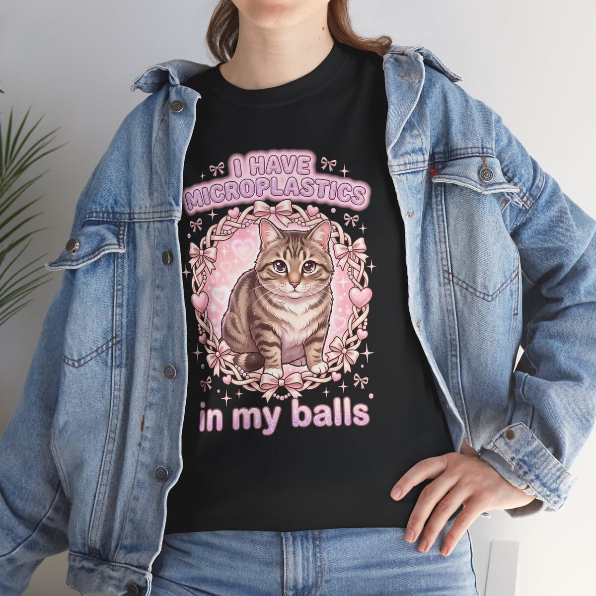 Funny Cat Tee "I Have Microplastics In My Balls" Meme Shirt