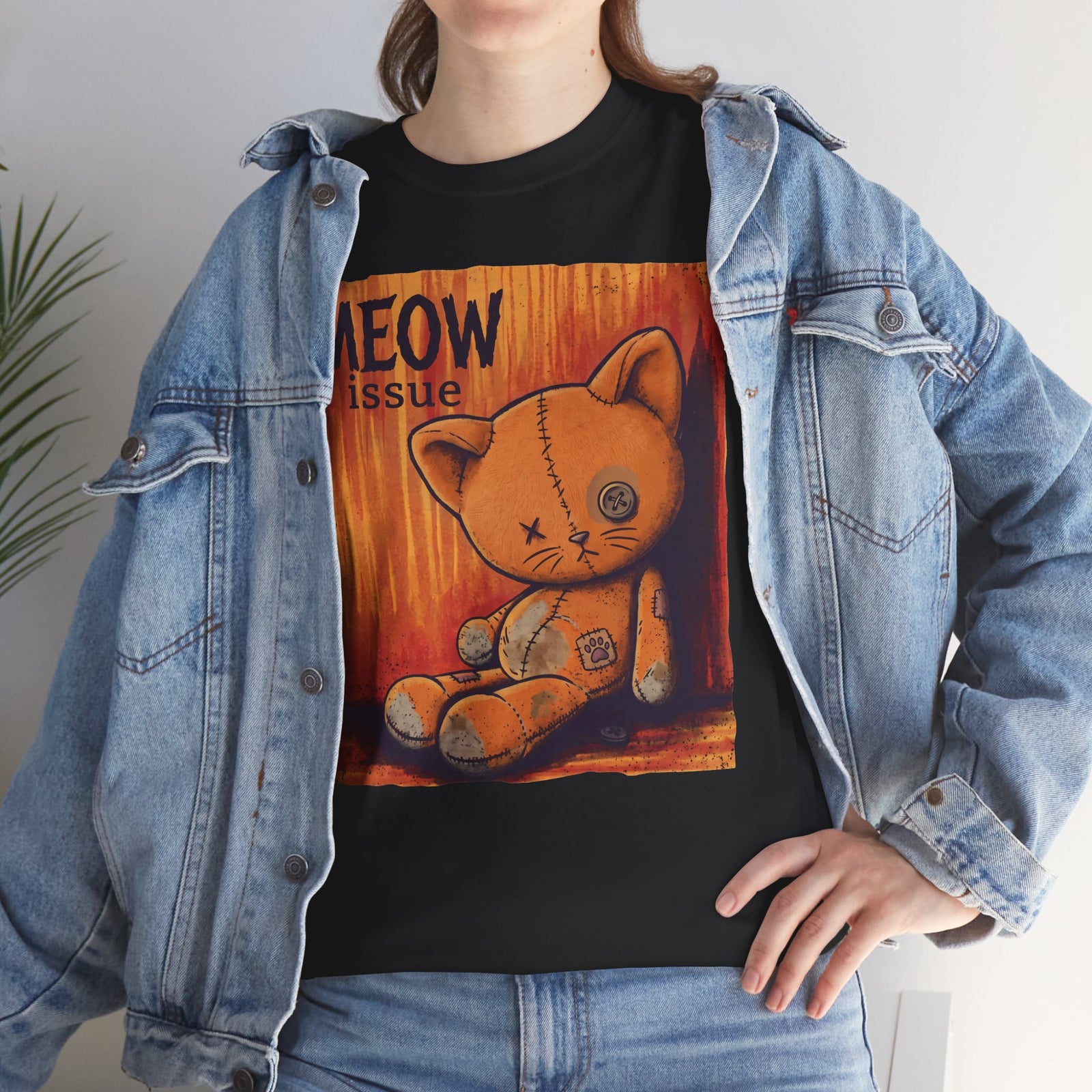 Meow Issue Stitched Plush Cat — Nu-Metal Parody Graphic Art
