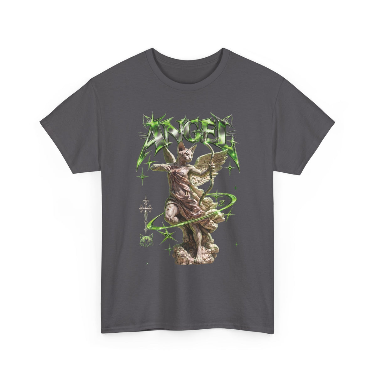 Funny Angel Hairless Sphynx Cat Shirt — Renaissance Cyber-Goth T-Shirt