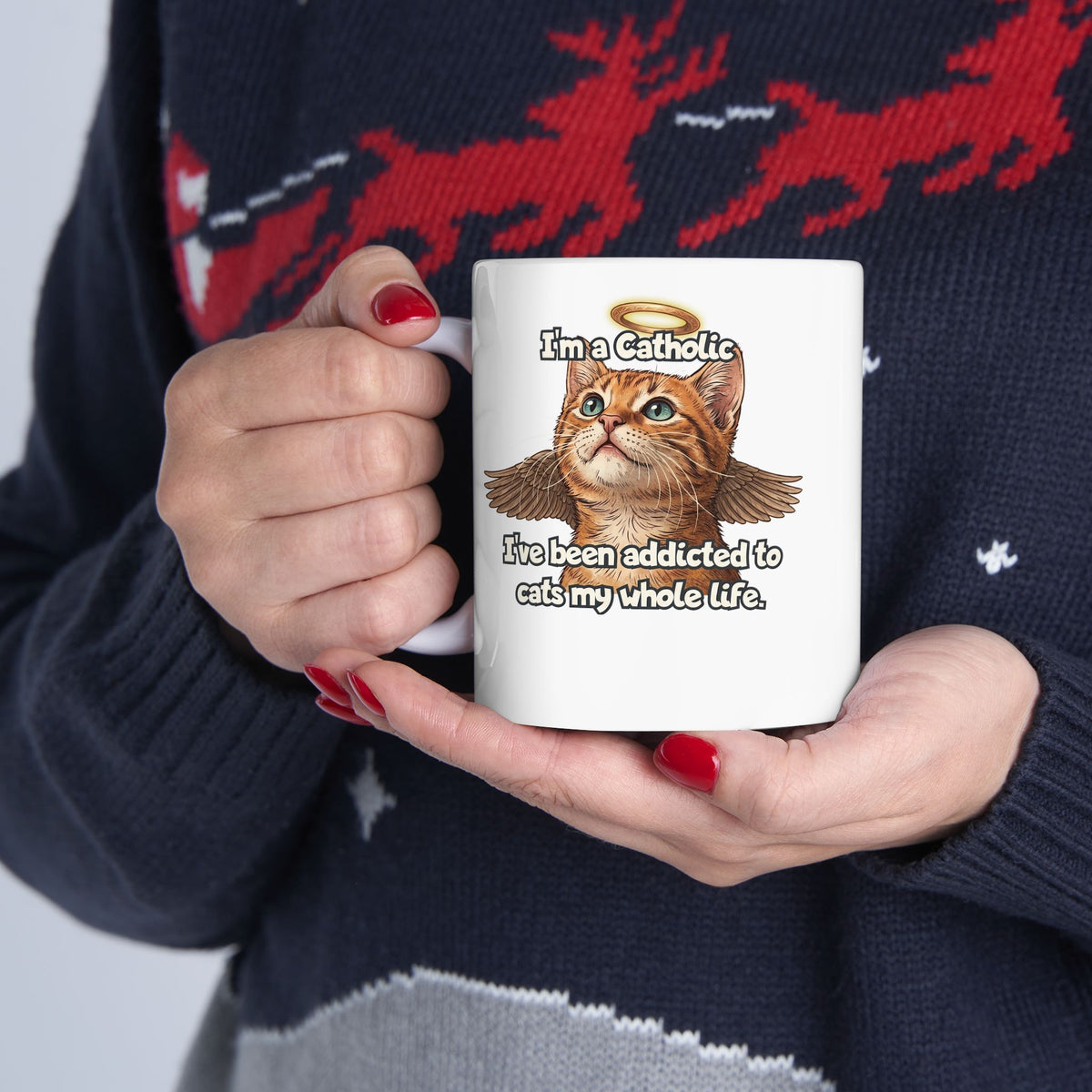 "I've Been Addicted to Cats My Whole Life" Cat Lover Ceramic Mug
