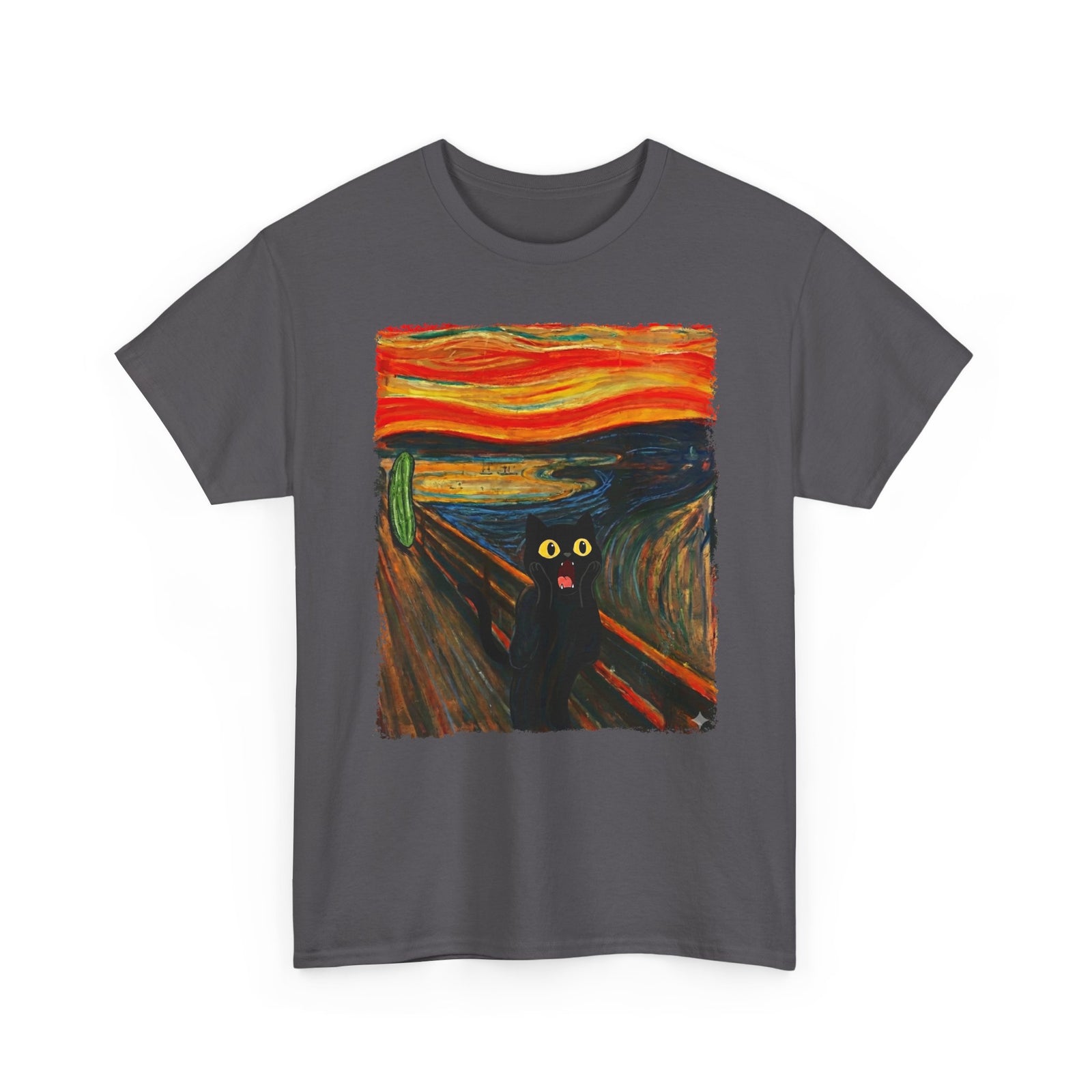Black Cat Scream T-Shirt — Cats Scared by Cucumbers Graphic Tee