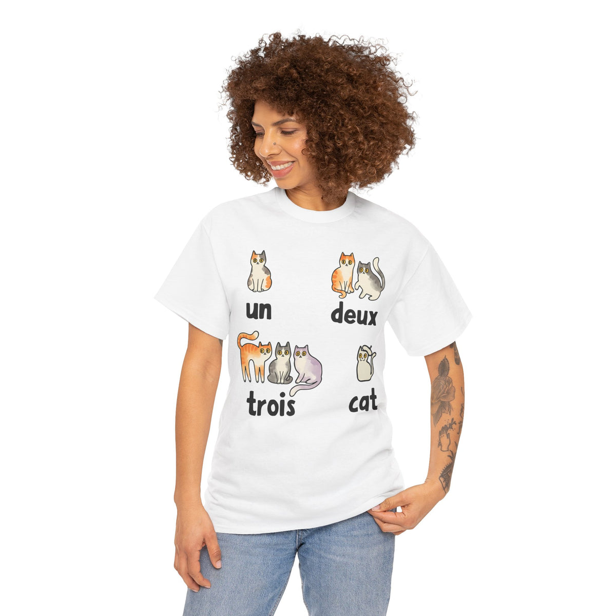 Un Deux Trois Cat T-Shirt — Cute French Cat Graphic Tee