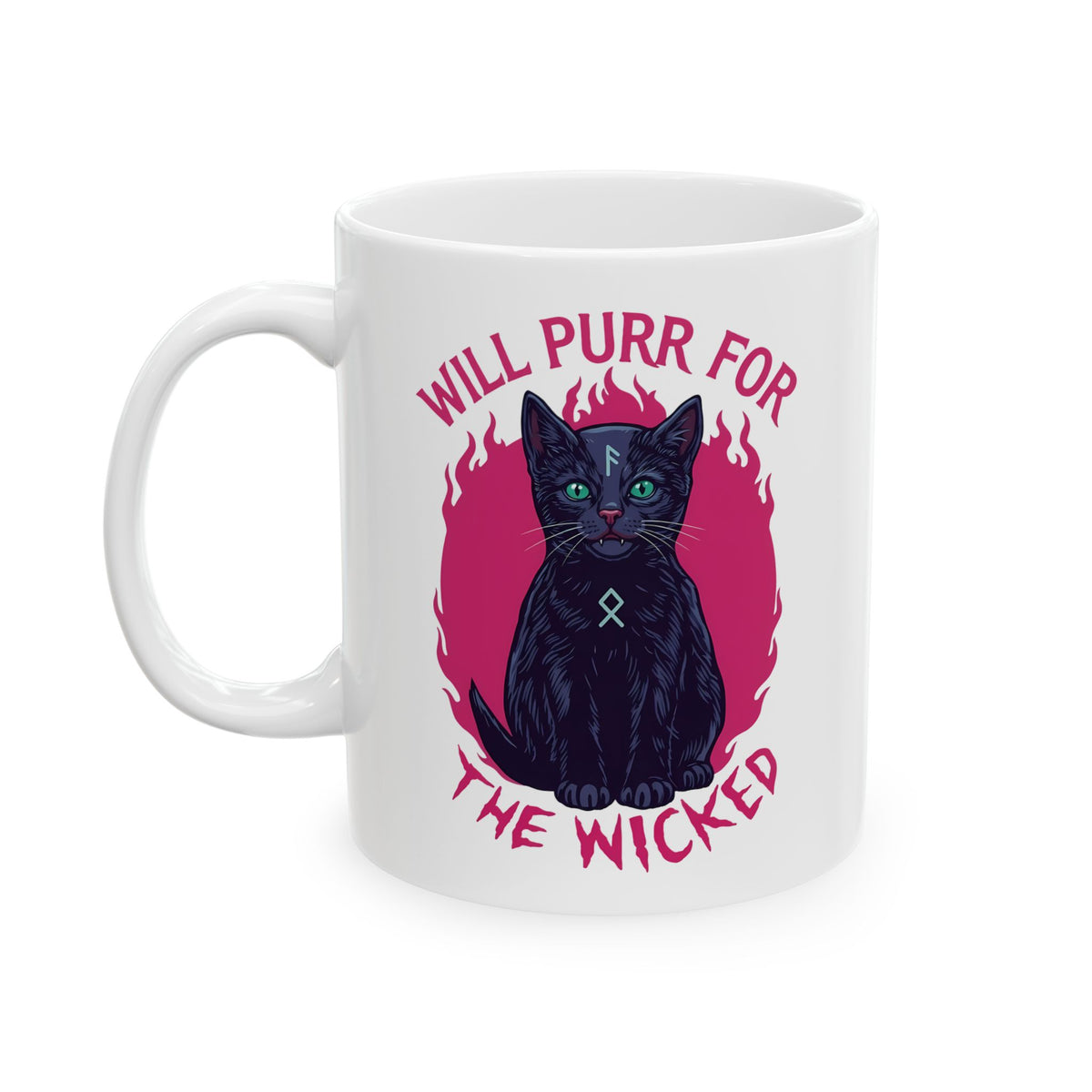 Will Purr For the Wicked Black Cat Ceramic Mug