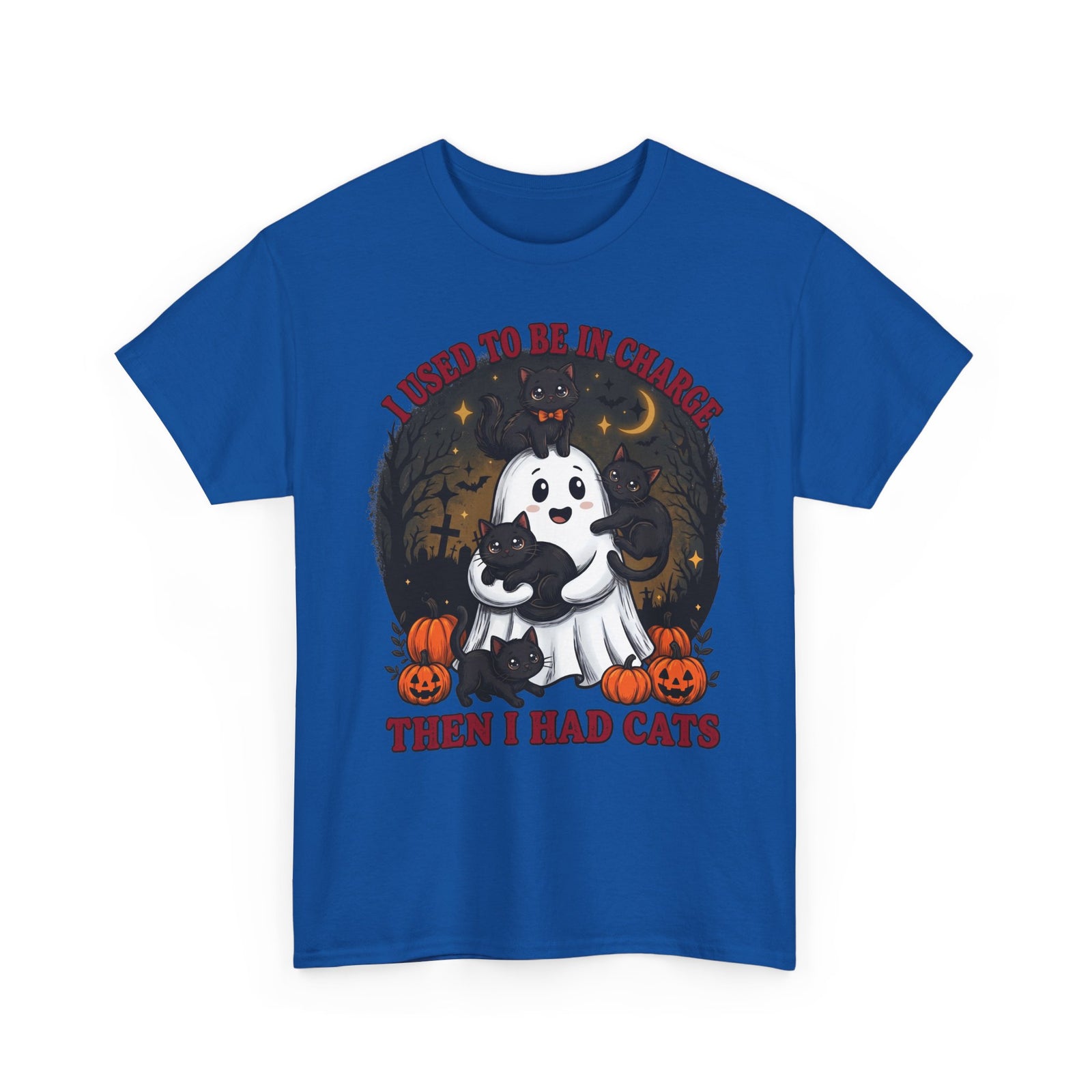 I Used To Be In Charge Then I Had Cats Shirt — Cute Ghost & Black Kittens T-Shirt