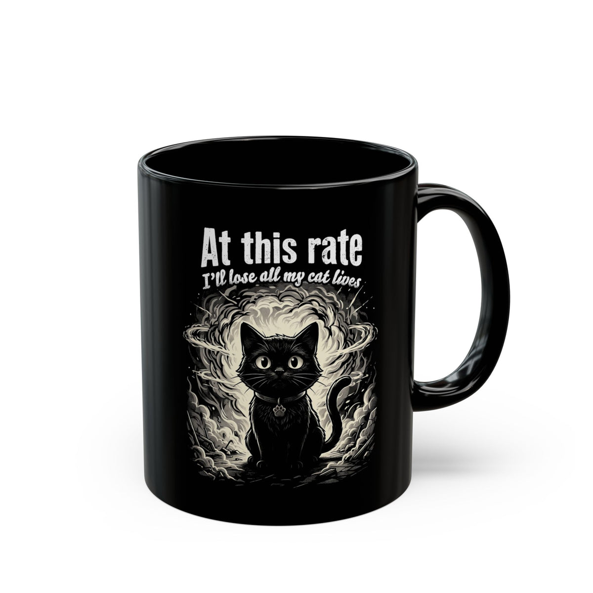Apocalypse Cat Black Mug Post-Apocalyptic Cat Graphic Mug