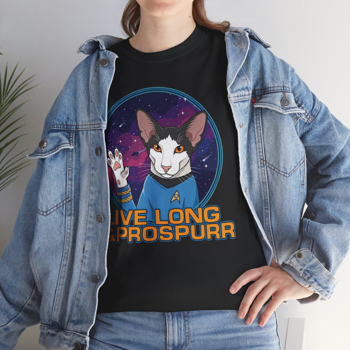 Sci‑Fi Cat 'Live Long Prospurr' T-Shirt