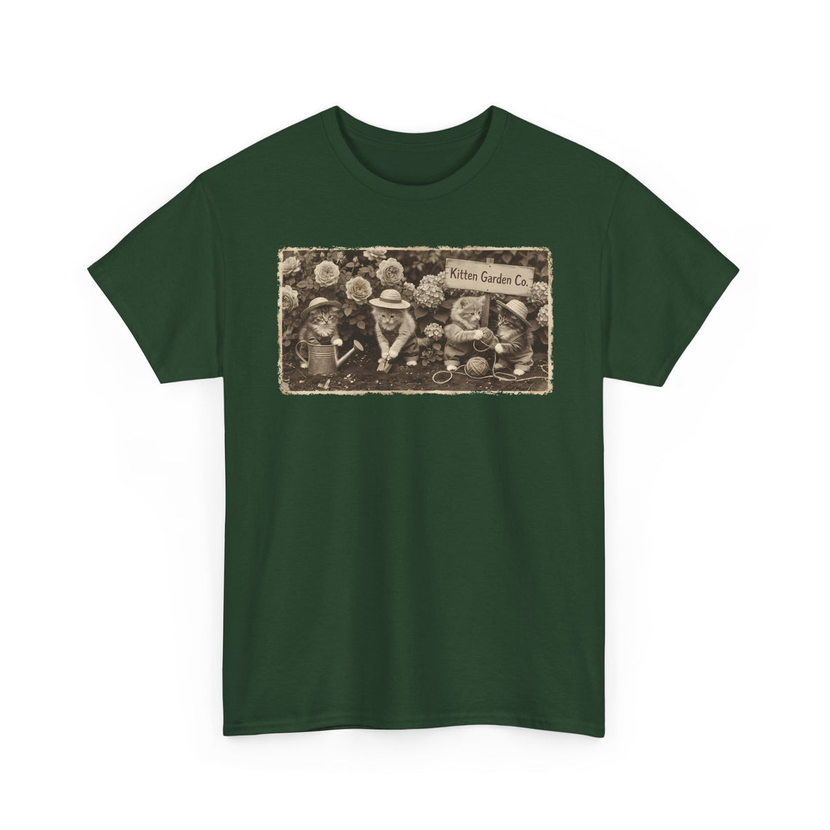 Vintage Kittens in the Garden T-Shirt — Cute Floral Cat Tee