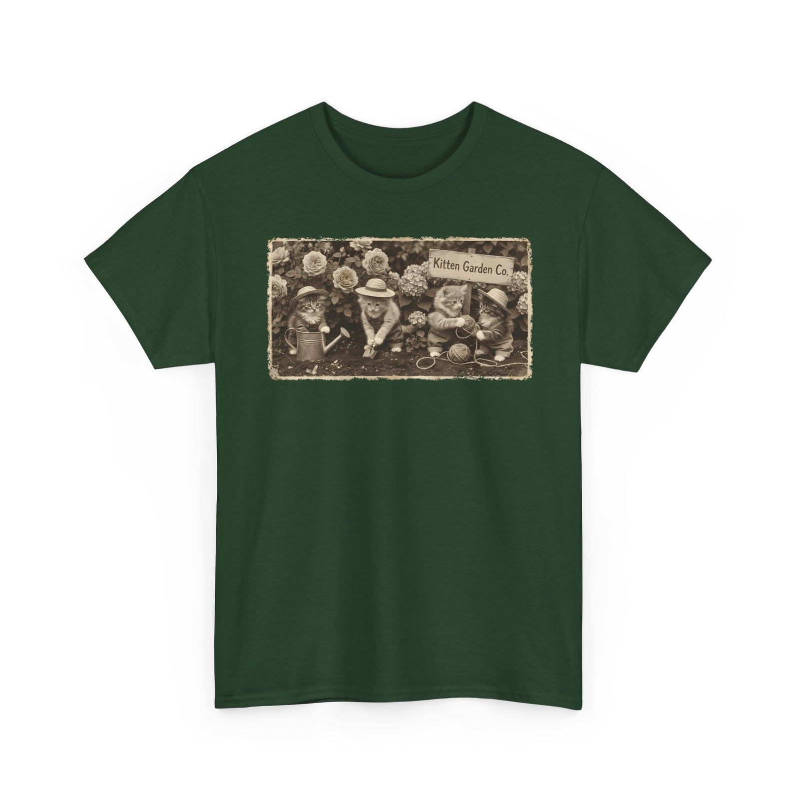 Vintage Kittens in the Garden T-Shirt — Cute Floral Cat Tee