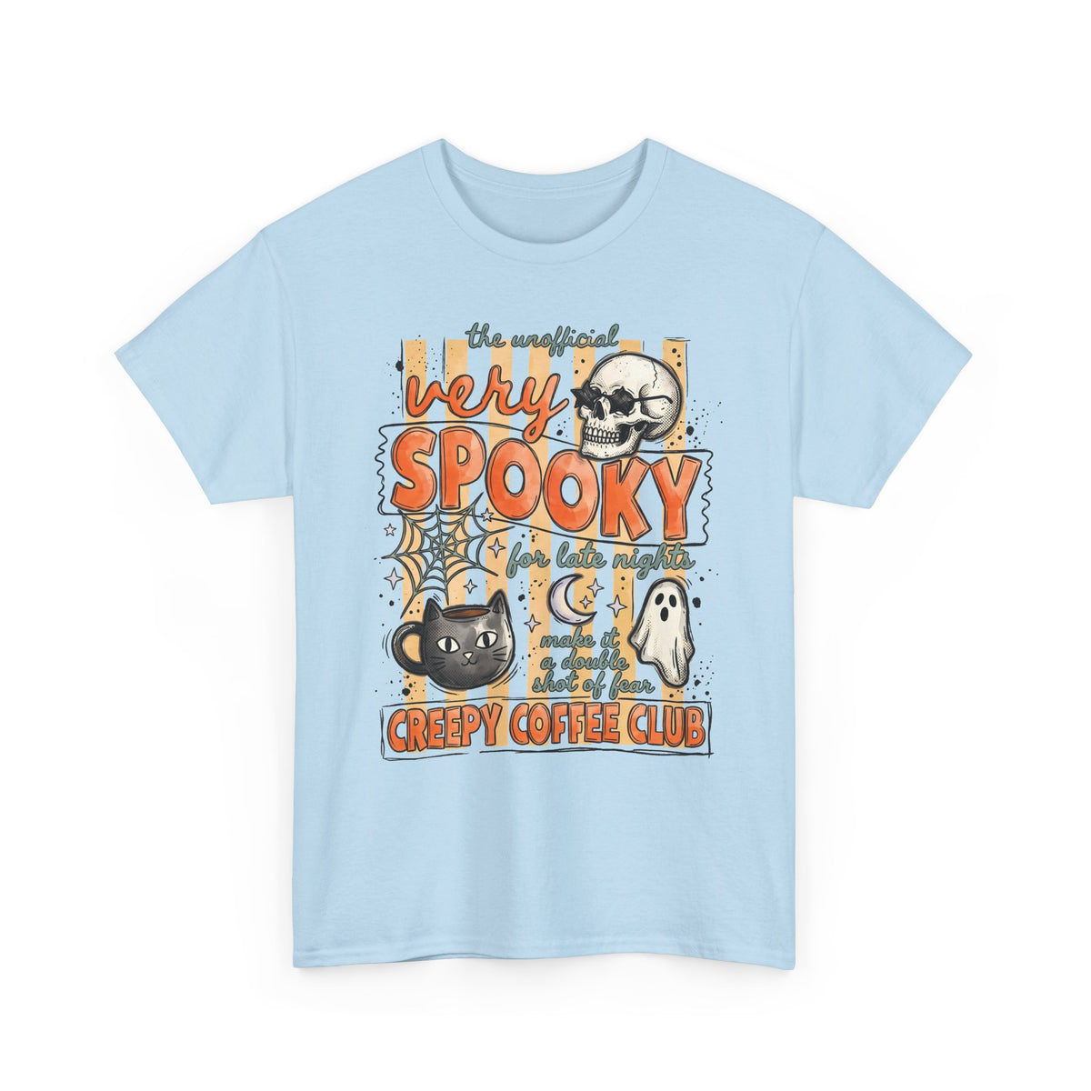 Creepy Coffee Club Black Cat Mug T-Shirt — Very Spooky Halloween Coffee Tee