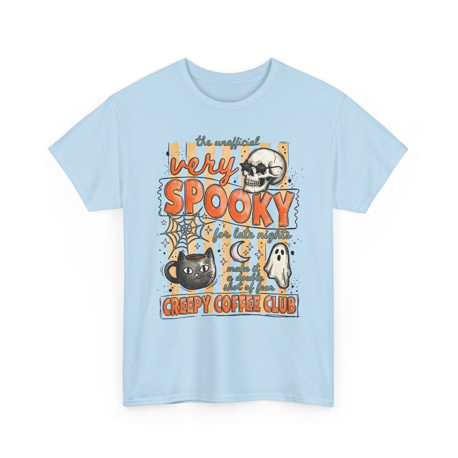 Creepy Coffee Club Black Cat Mug T-Shirt — Very Spooky Halloween Coffee Tee