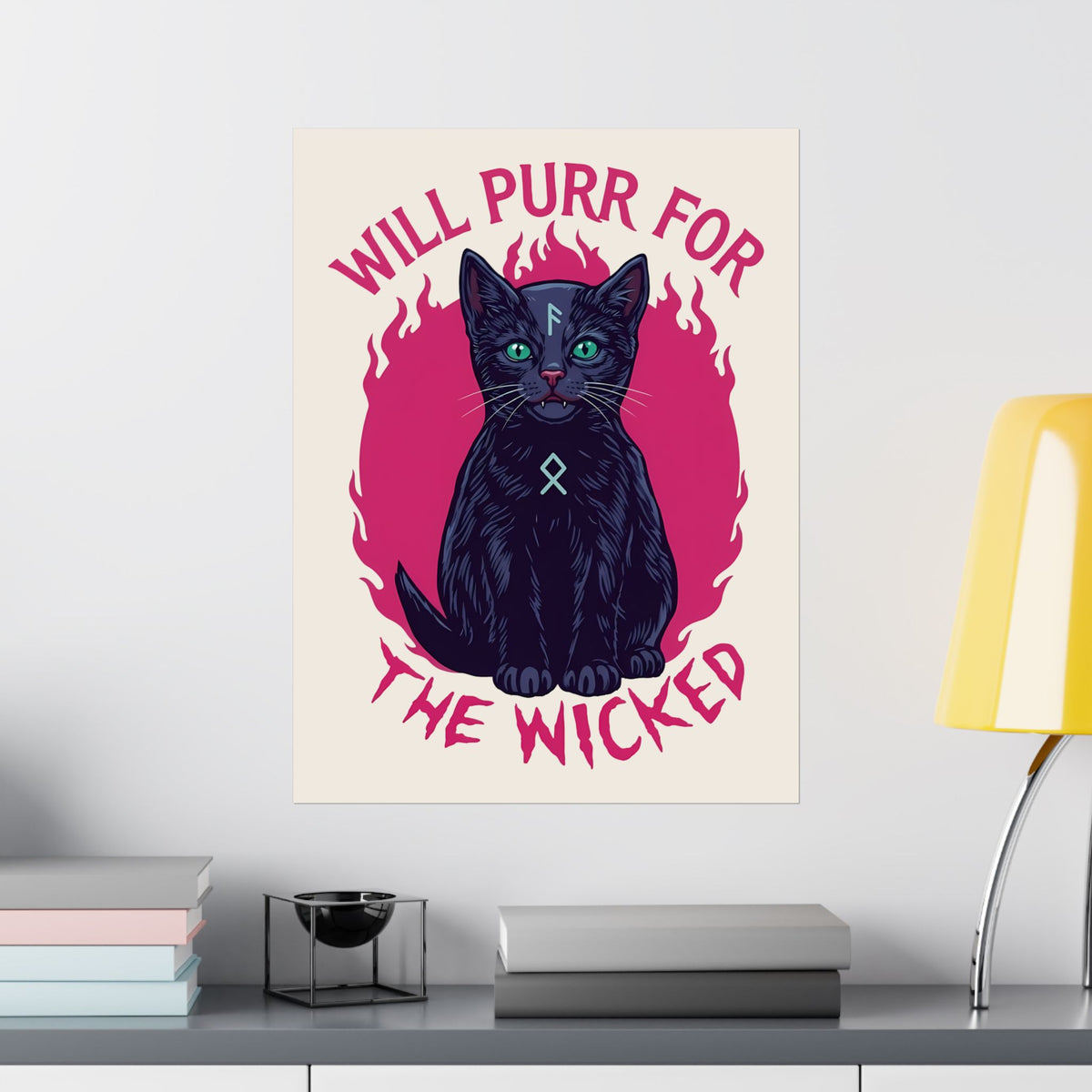 Will Purr For the Wicked Black Cat Poster