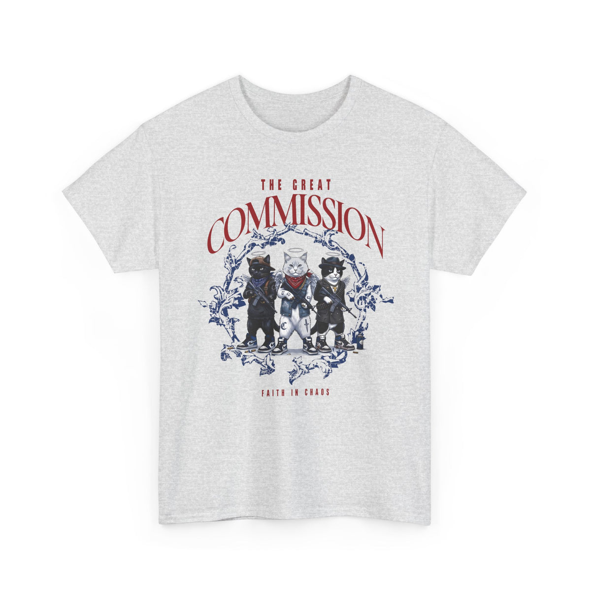 The Great Commission Faith In Chaos T-Shirt — Edgy Streetwear Angel Cats Tee