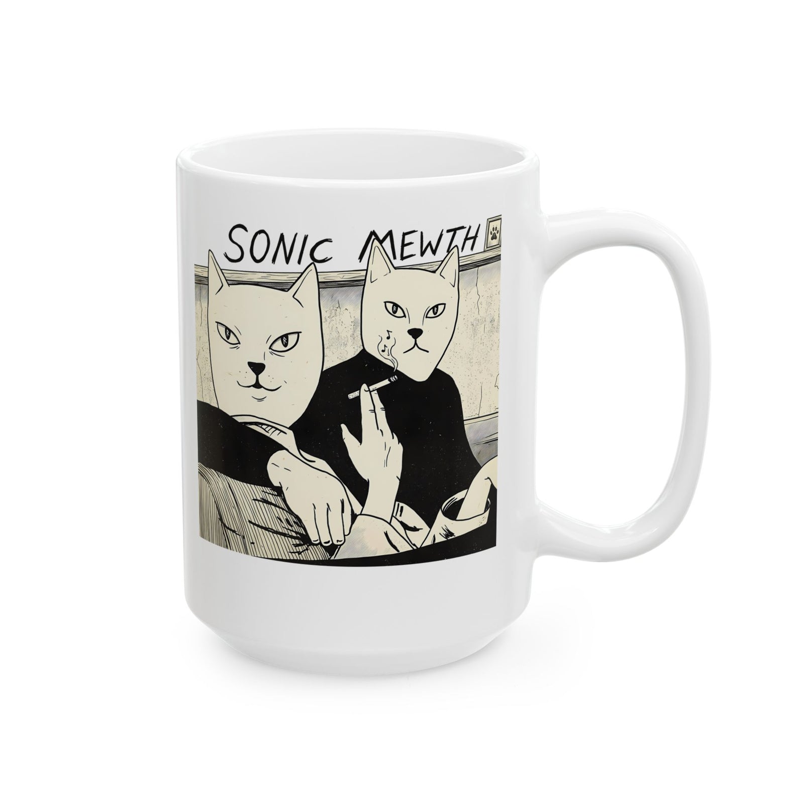 Funny Cat Parody Ceramic Mug — Cute Satirical Cat Mug