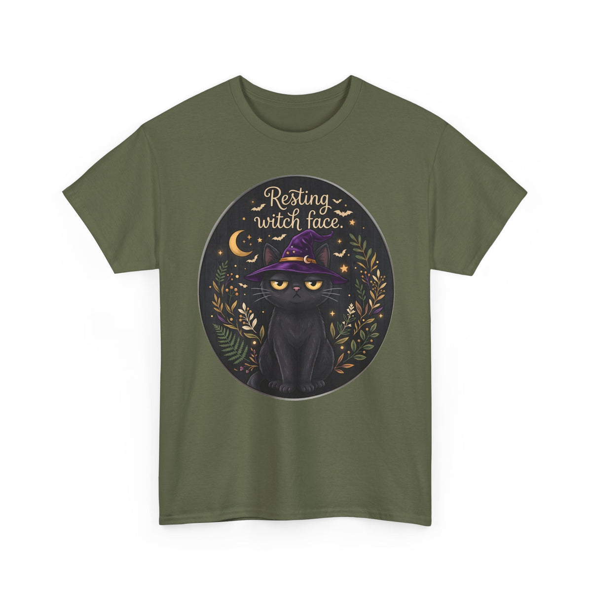 Resting Witch Face Black Cat Shirt — Sarcastic Halloween Witch Hat T-Shirt