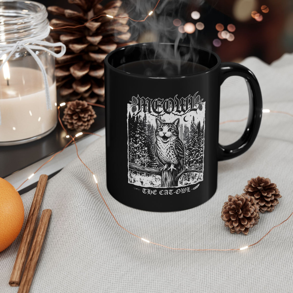 Funny "Meowl the Cat Owl" T‑Mug