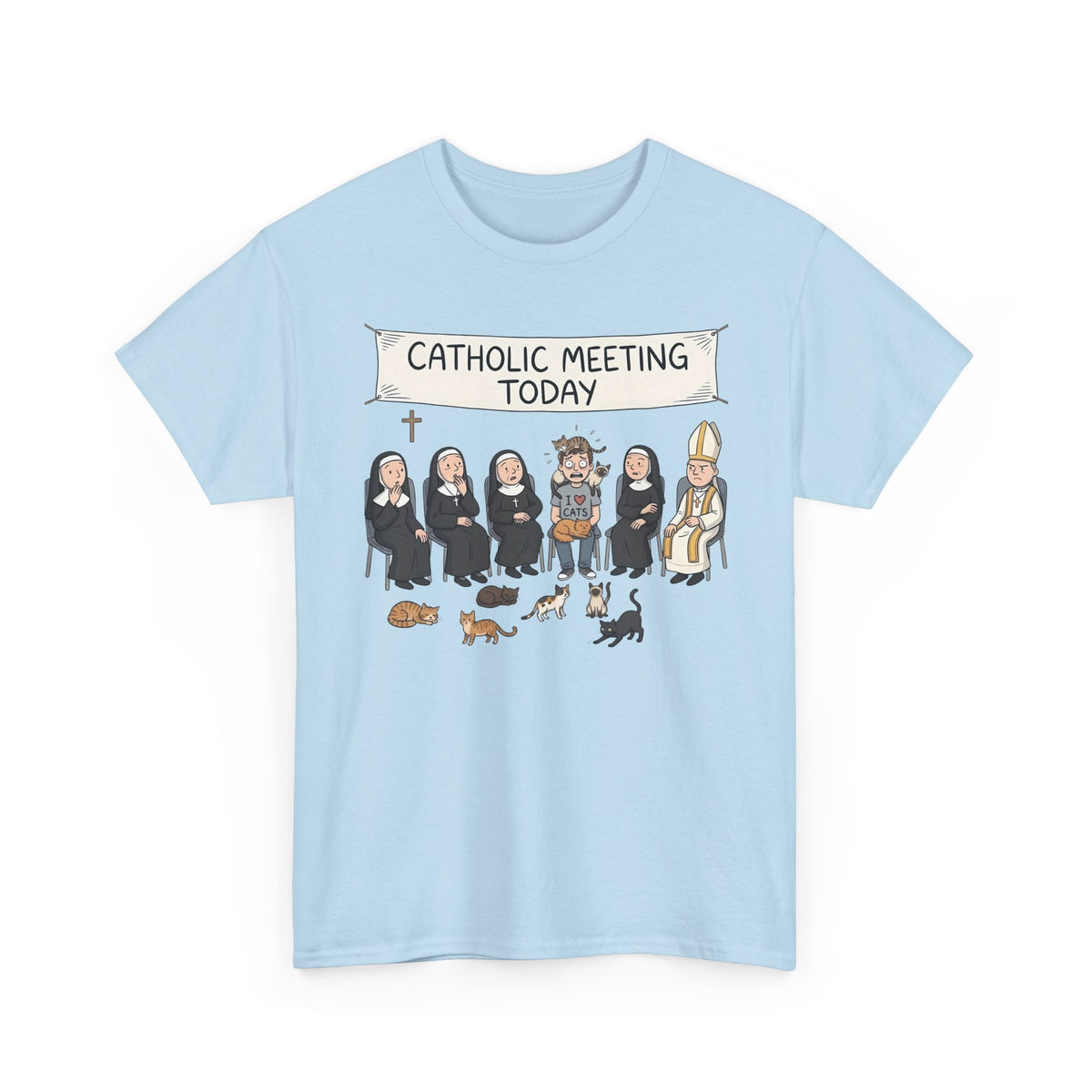 Catholic Meeting Today Funny Cat Lovers T-Shirt