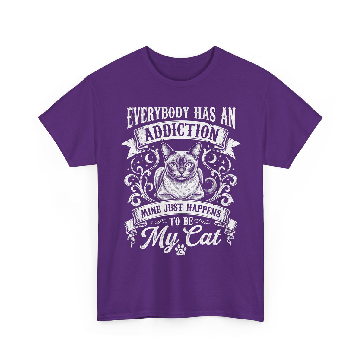 Cat Lover T-Shirt — "Everybody Has an Addiction, Mine Just Happens to Be My Cat" Graphic Tee