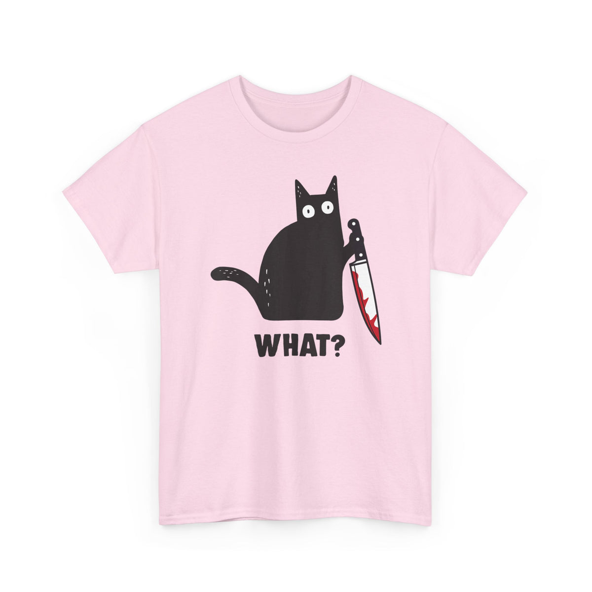 "WHAT?" Cat Funny Horror T‑Shirt
