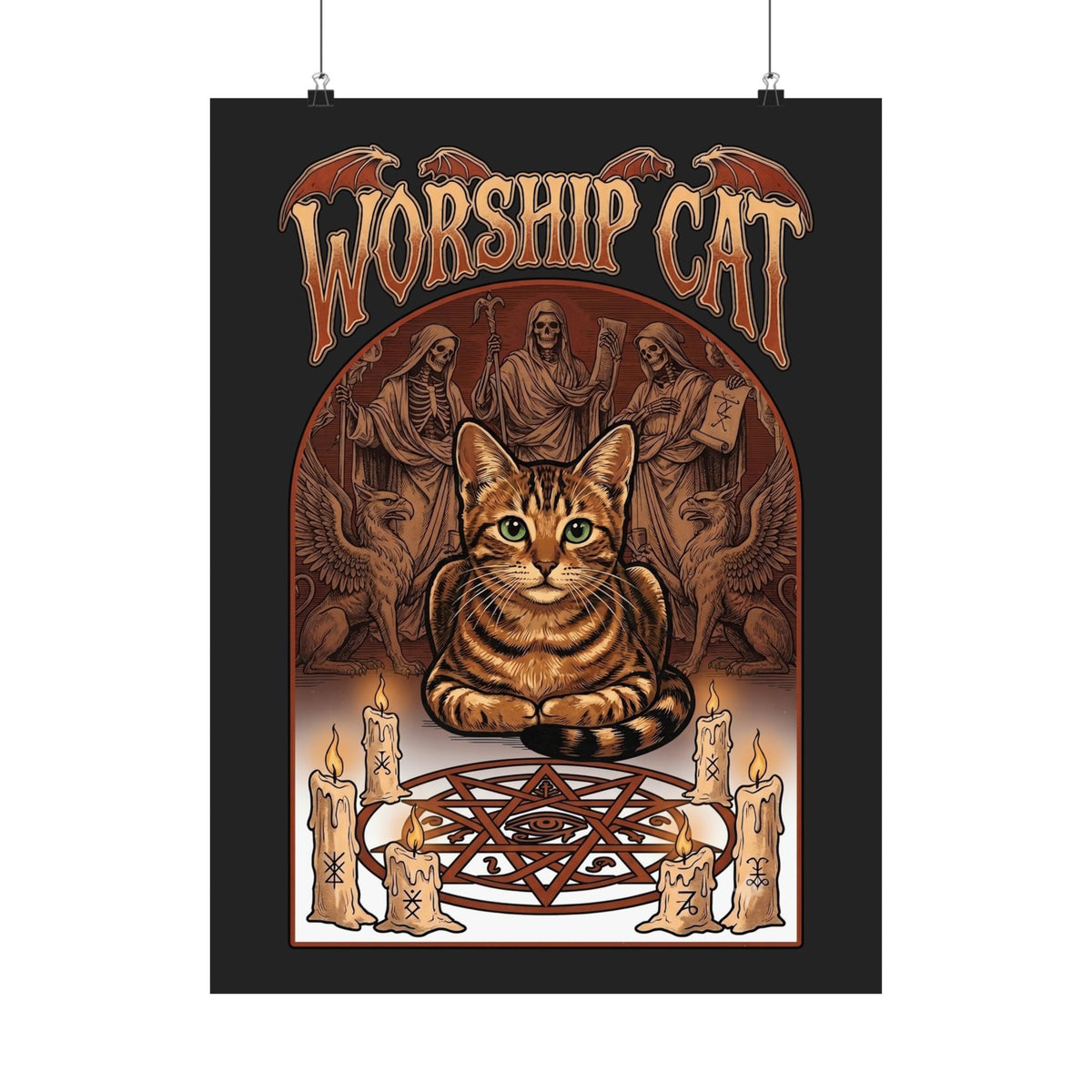 Worship Cat Poster — Cute Cat Faith Graphic Poster