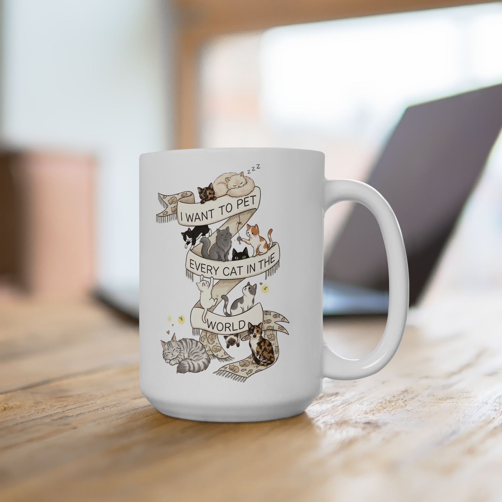 I Want to Pet Every Cat in the World Ceramic Mug — Cat Lover Mug