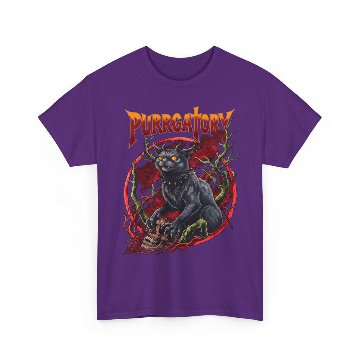 Purrgatory Demon Cat T-Shirt — Heavy Metal Occult Horned Feline Tee