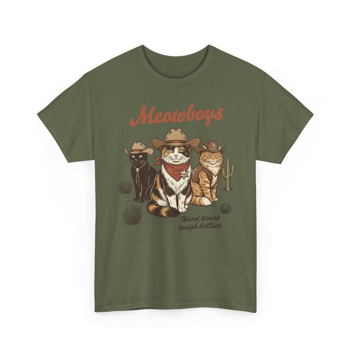 Meowboys Cat Cowboy T-Shirt — Funny Western Cat Tee for Cat Lovers