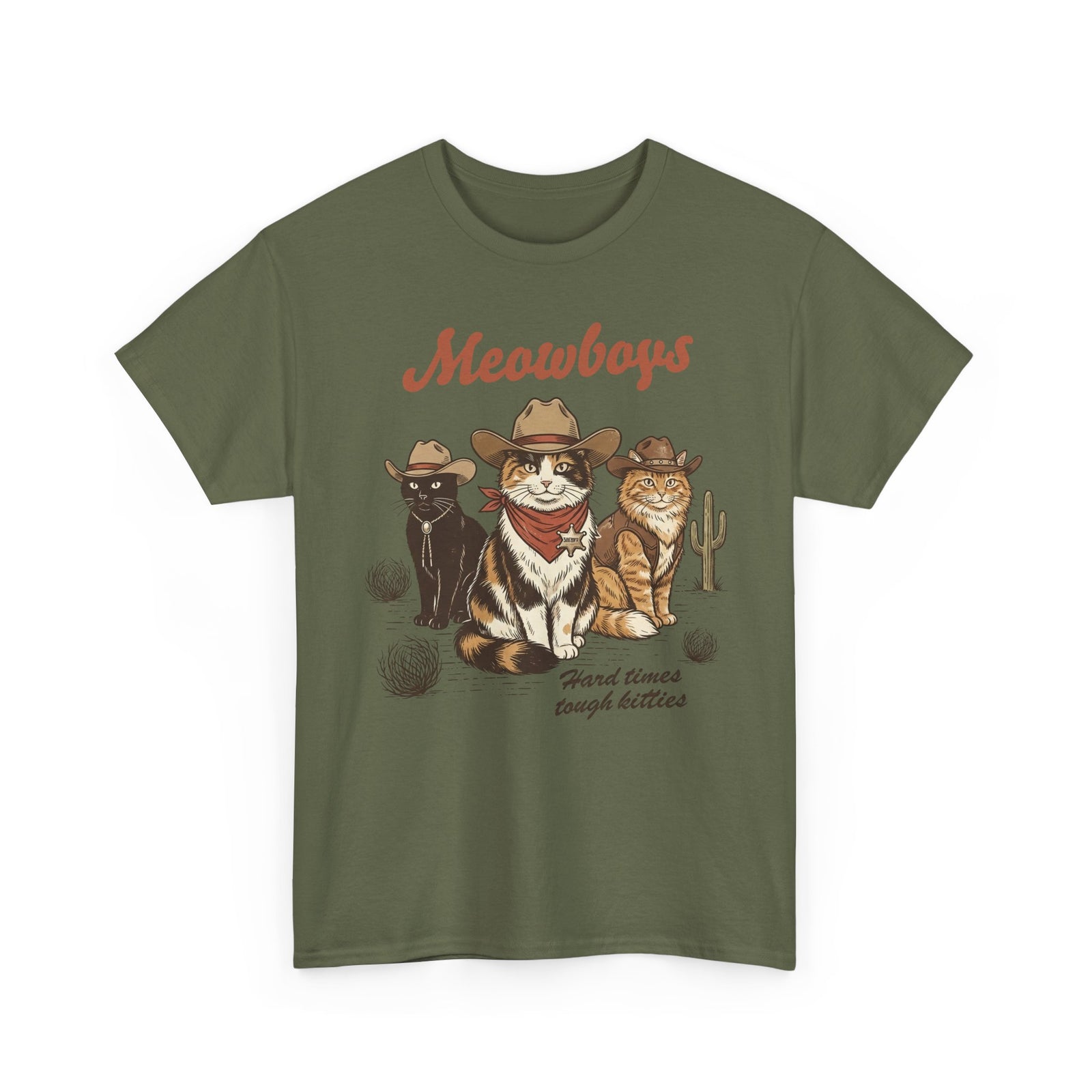 Meowboys Cat Cowboy T-Shirt — Funny Western Cat Tee for Cat Lovers