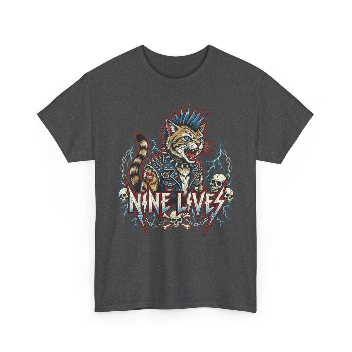 Nine Lives Cat T-Shirt — Retro Feline Graphic Tee