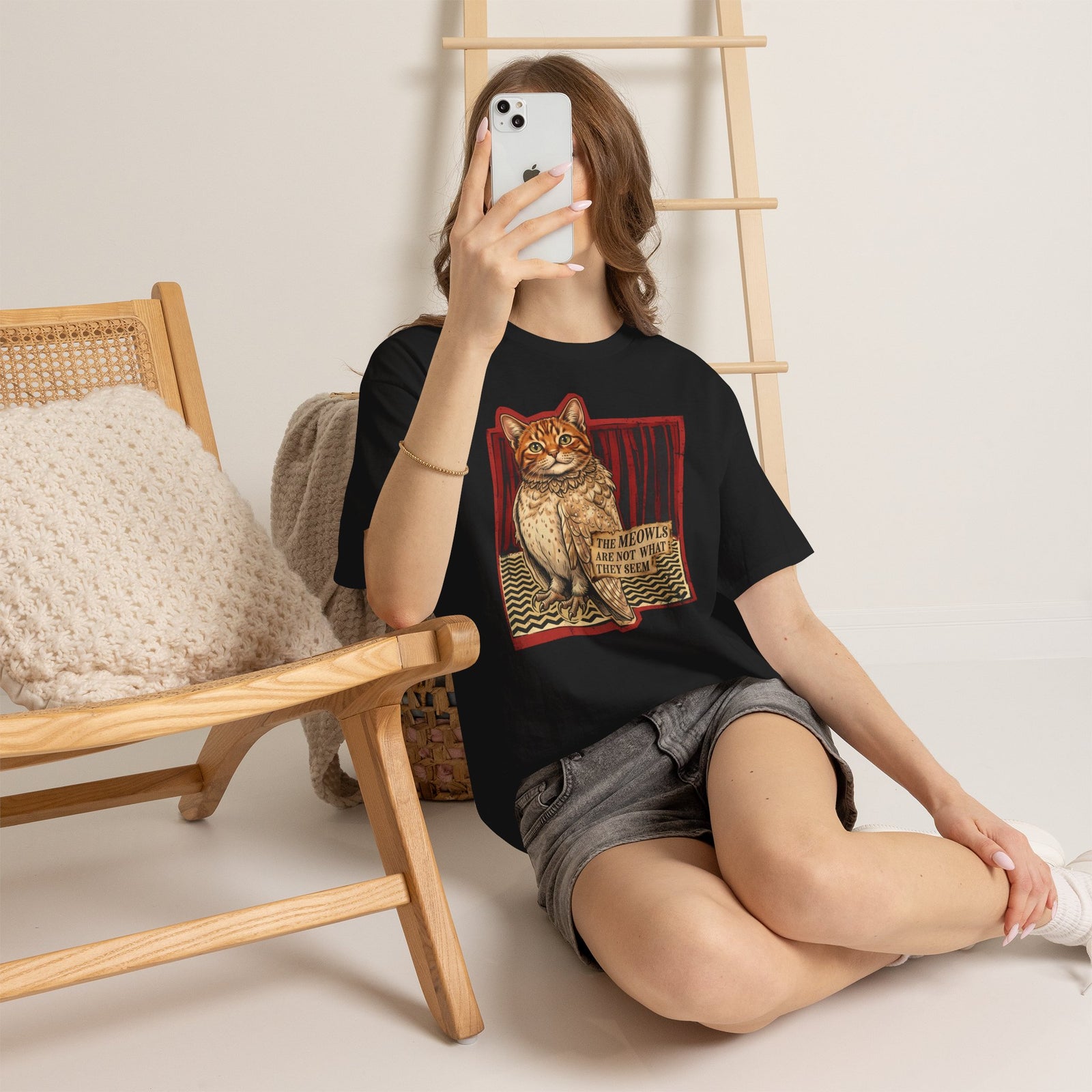 Meowls Are Not What They Seem T-Shirt — Mysterious Cat Quote Tee
