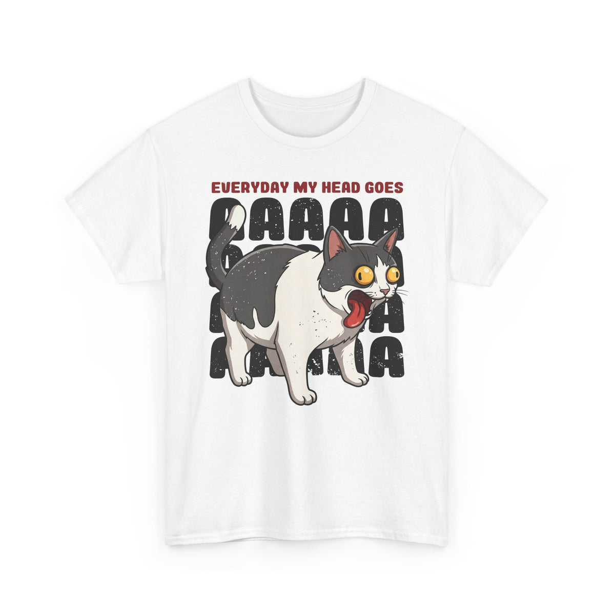 Everyday My Head Goes AAAAA T-Shirt — Funny Screaming Tuxedo Cat Tee