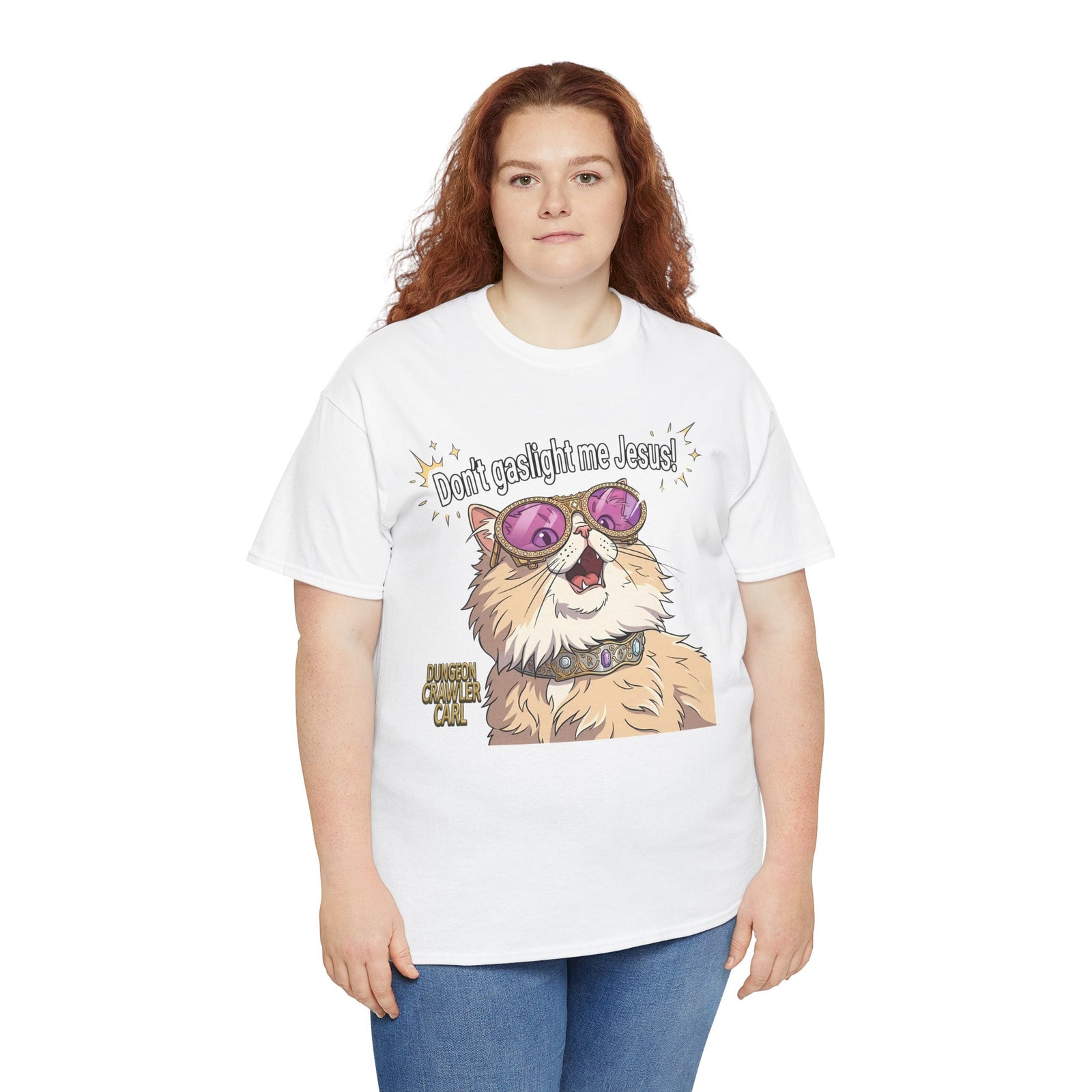 Don't Gaslight Me Jesus — Funny Cat Dungeon Crawler Tee