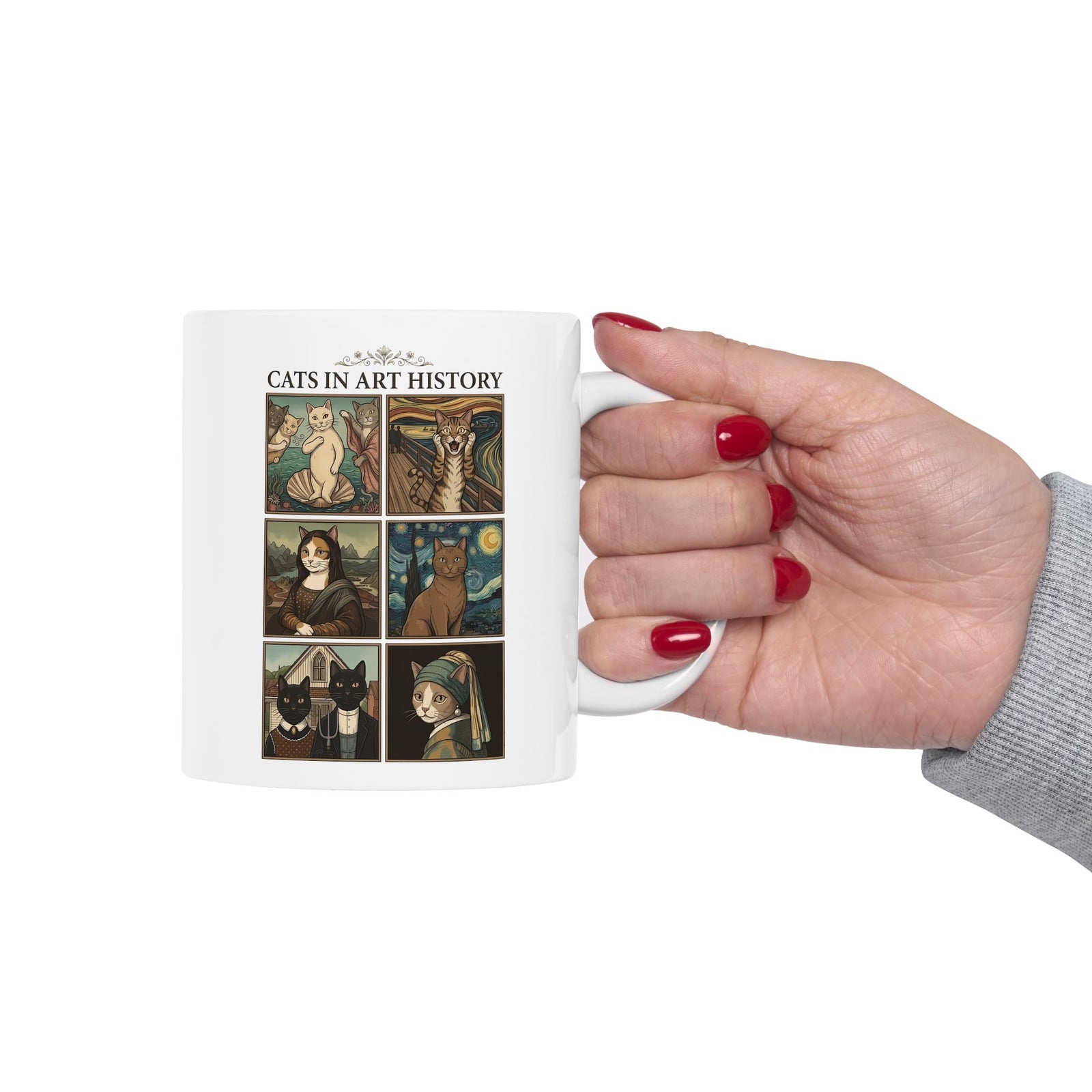 Cats in Art History Ceramic Mug — Vintage Art Cat Mug for Cat Lovers & Art Fans