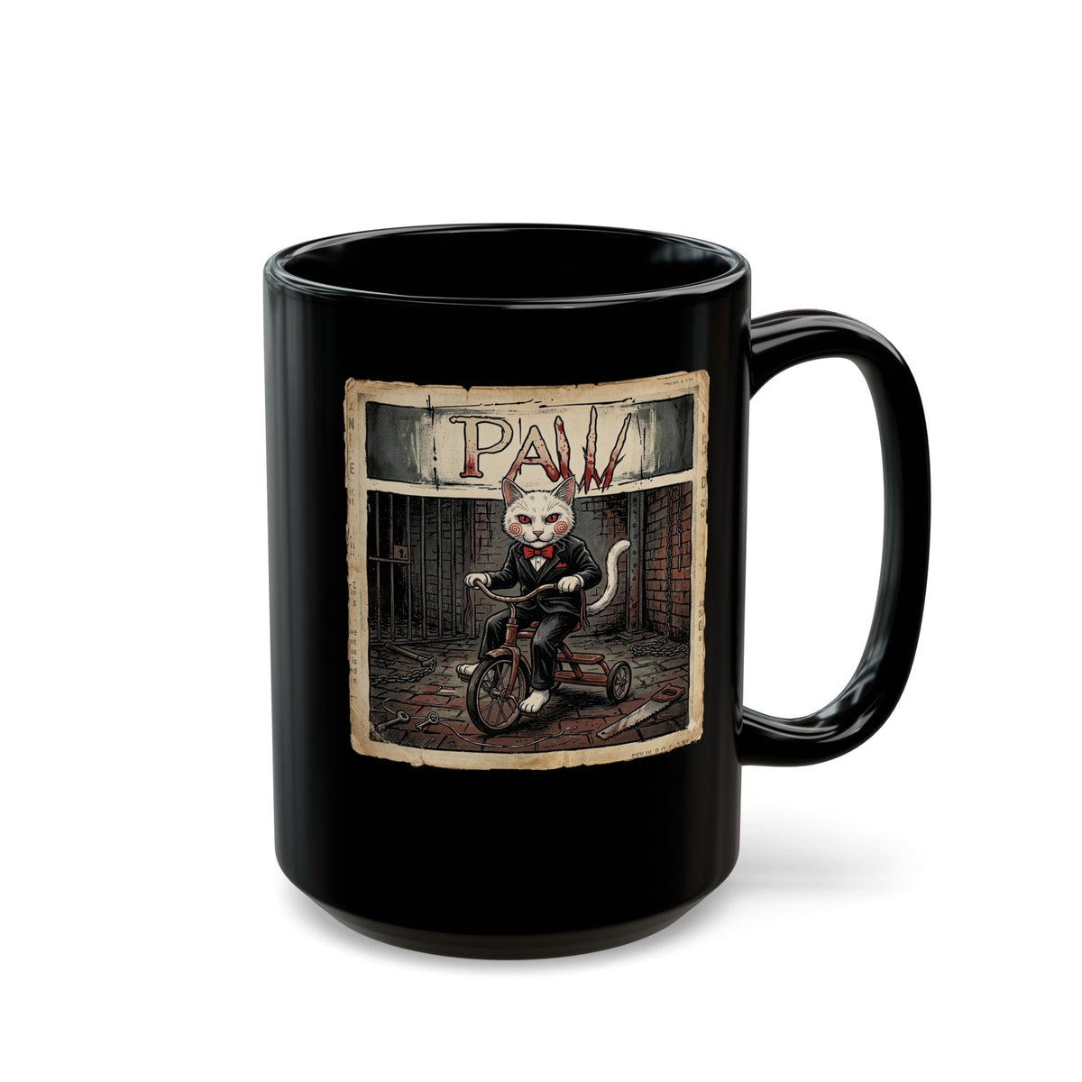 Billy the Puppet Cat Lover Black Mug