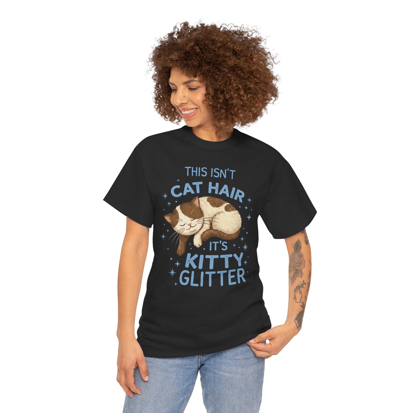 Kitty Glitter T-Shirt — "This Isn't Cat Hair" Cat Lover Tee