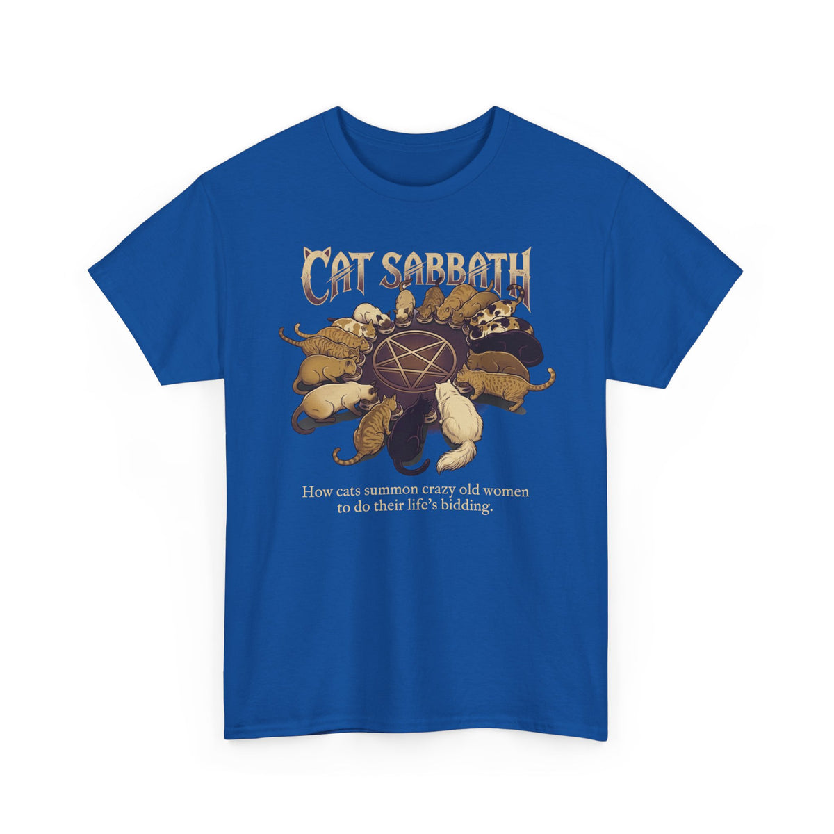Cat Sabbath Tee — Vintage Occult Cat Shirt with How Cats Summon Crazy Old Women…