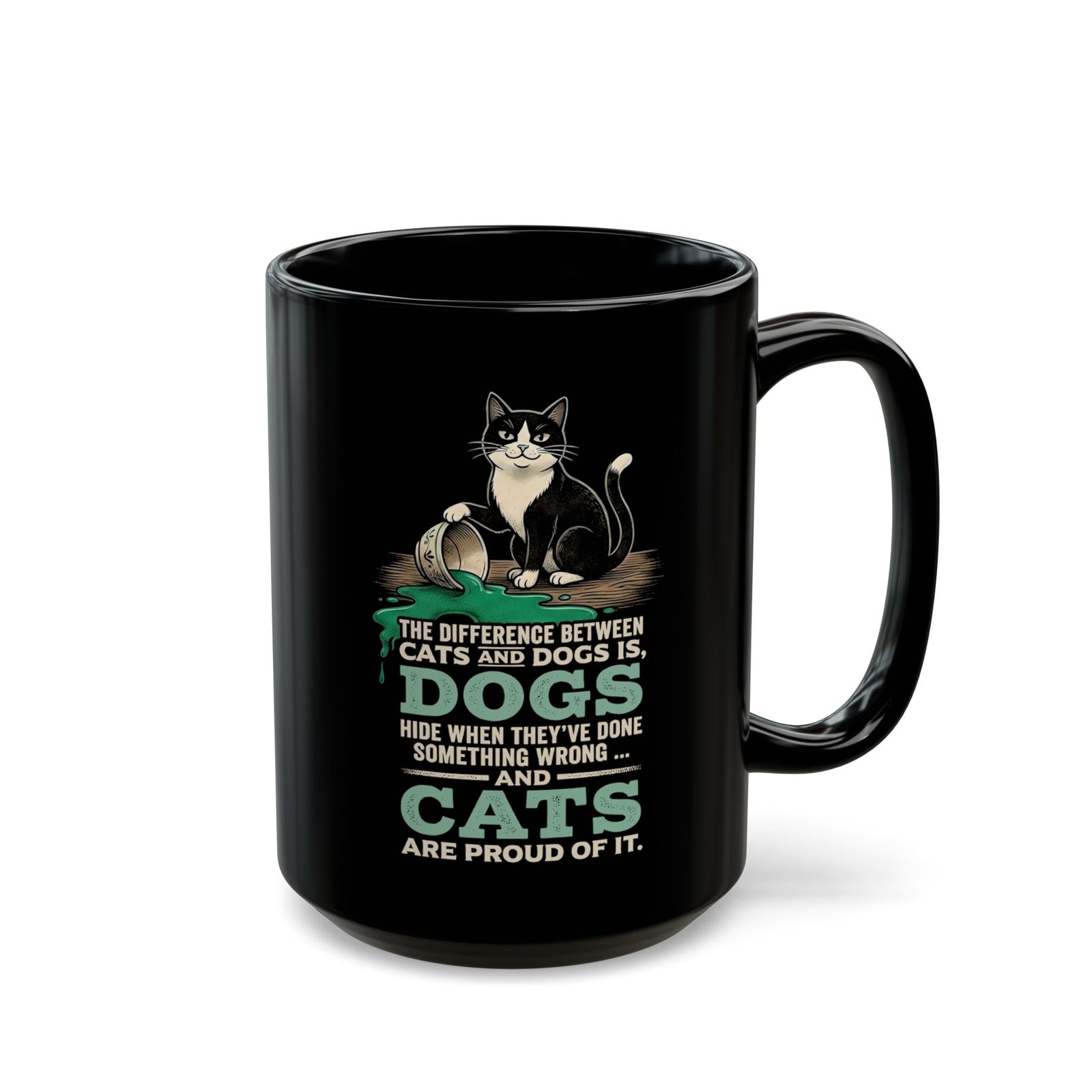 Cats Aren't Guilty Black Mug — Funny Cat Lover Mug