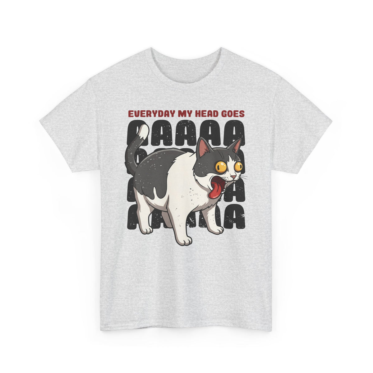 Everyday My Head Goes AAAAA T-Shirt — Funny Screaming Tuxedo Cat Tee