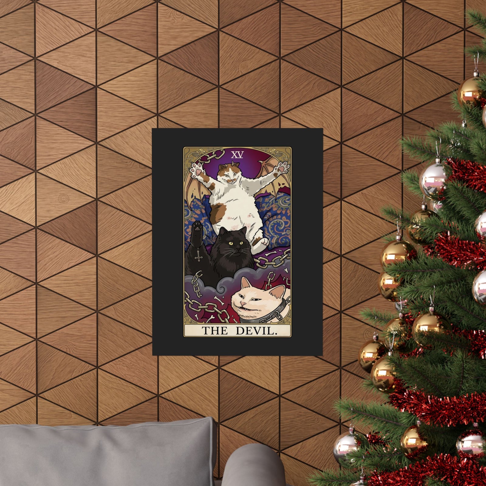 The Devil Cats Tarot Poster — Mystical Cat Tarot Illustration