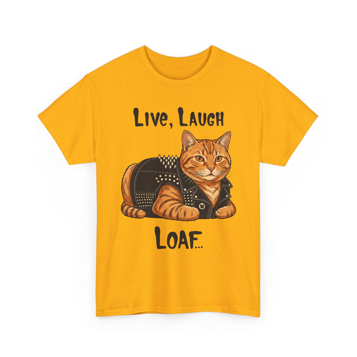 "Live, Laugh, Loaf" Punk Rock Orange Cat T-Shirt