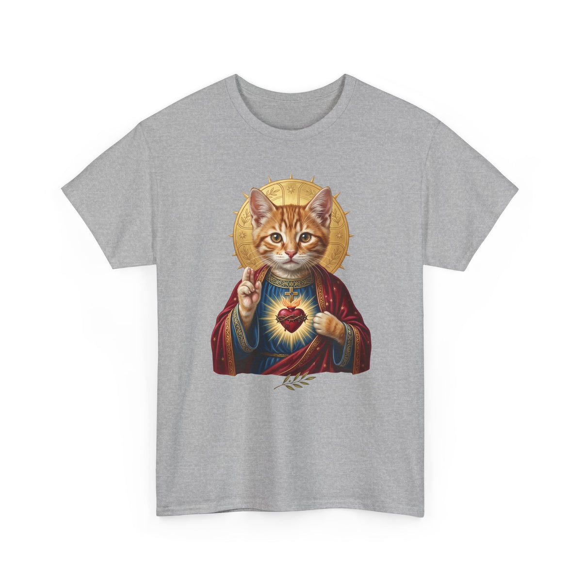 Sacred Heart Cat T-Shirt — Christian Religious Cat Lover Graphic Tee