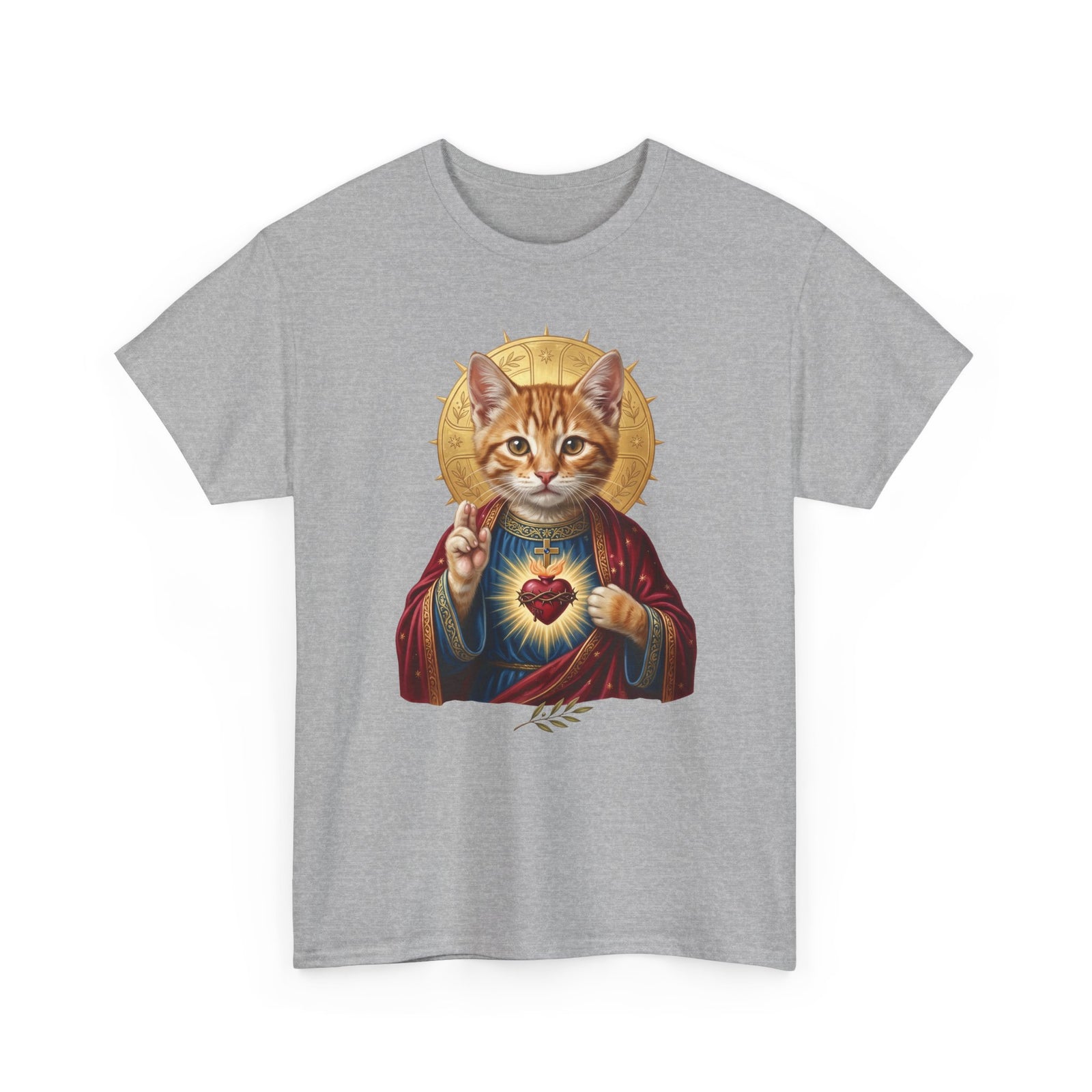 Sacred Heart Cat T-Shirt — Christian Religious Cat Lover Graphic Tee