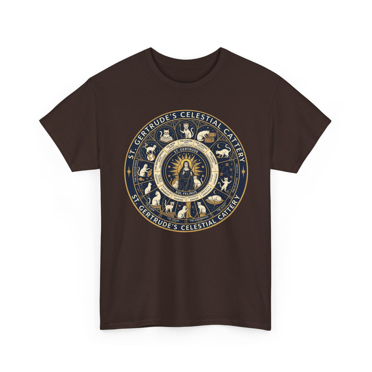 Saint Gertrude Gothic Cat Zodiac T-Shirt
