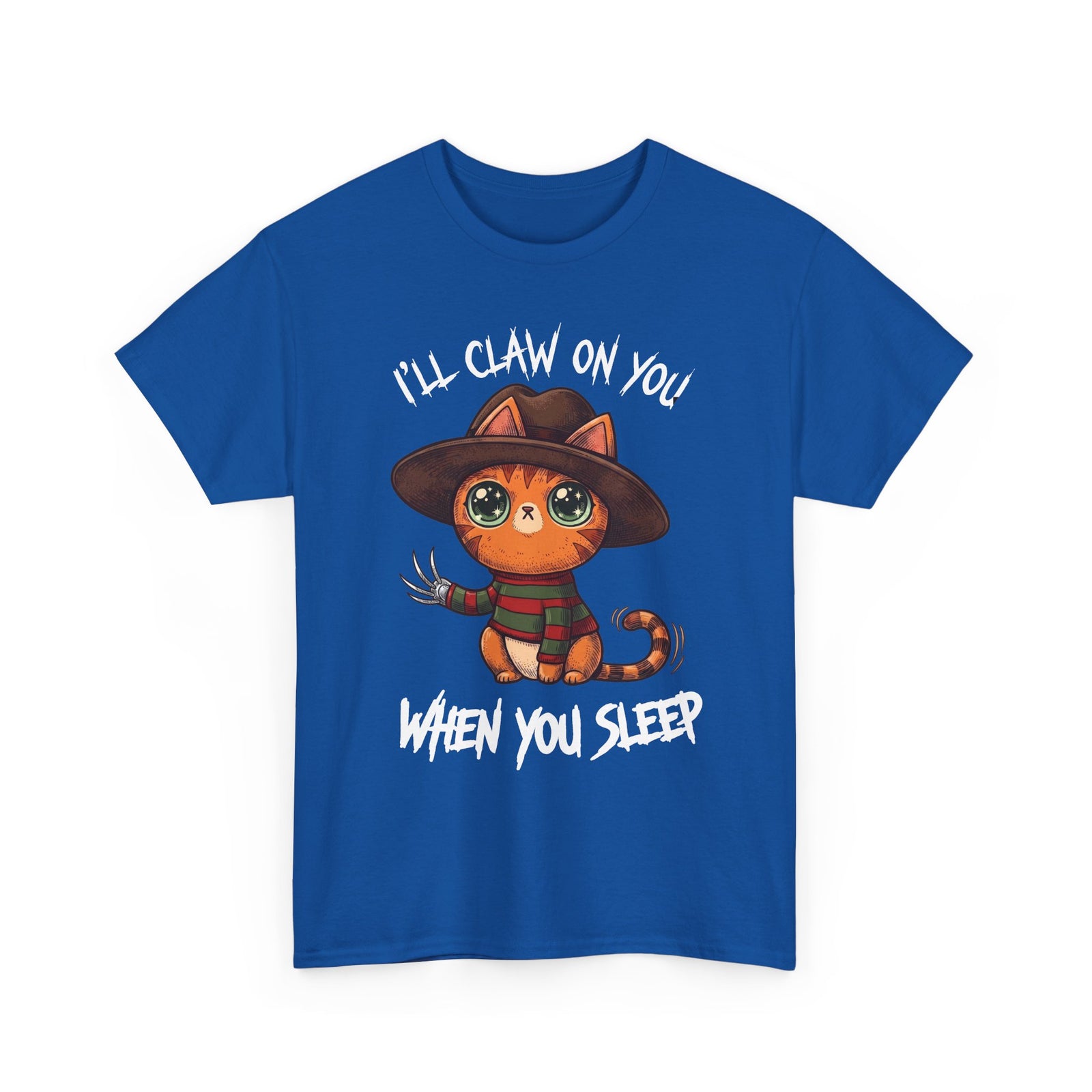 I'll Claw On You When You Sleep Freddy Cat T-Shirt — Horror Movie Parody Tee