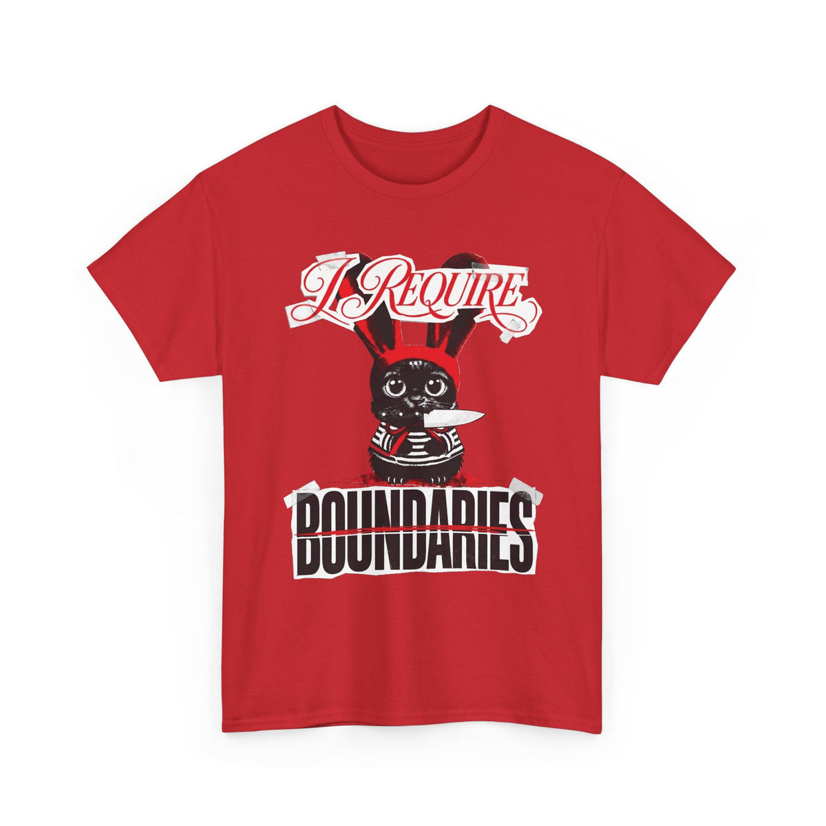 I Require Boundaries T-Shirt — Funny Creepy Cute Cat Knife Tee