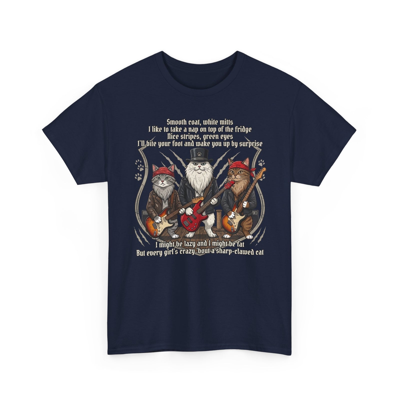 Cat Rock Band T‑Shirt — "I Might Be Lazy" Funny Guitar Cats Tee
