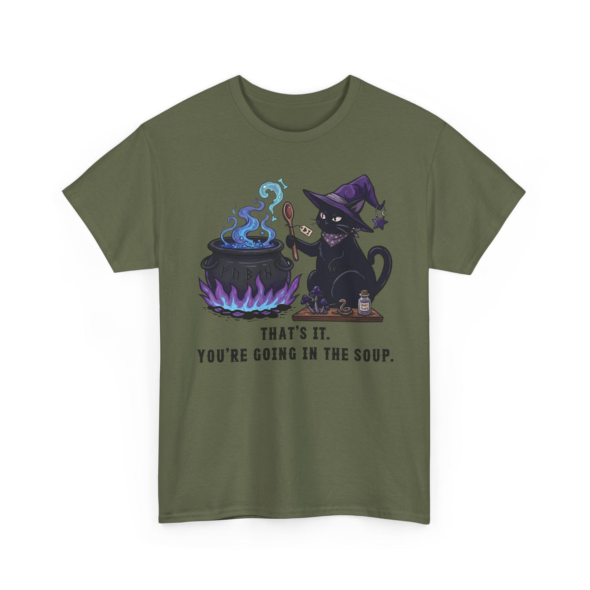 Black Cat “Purrfect Potion” Tee — Witchy Cat Graphic T-Shirt