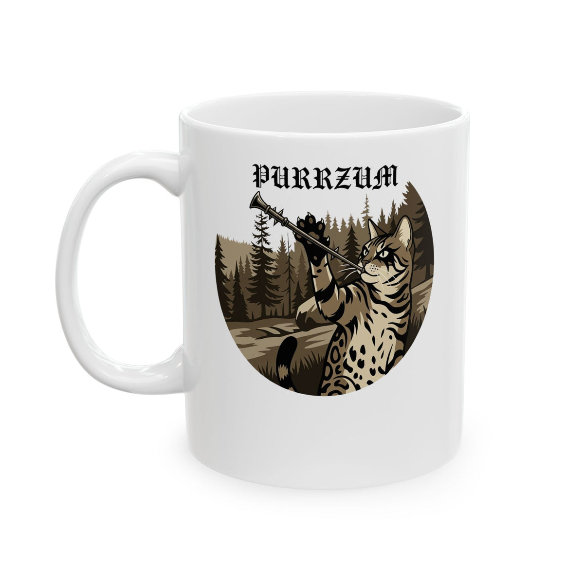 Funny Black Metal Cat Mug | Purrzum Corpse Paint Ceramic Mug